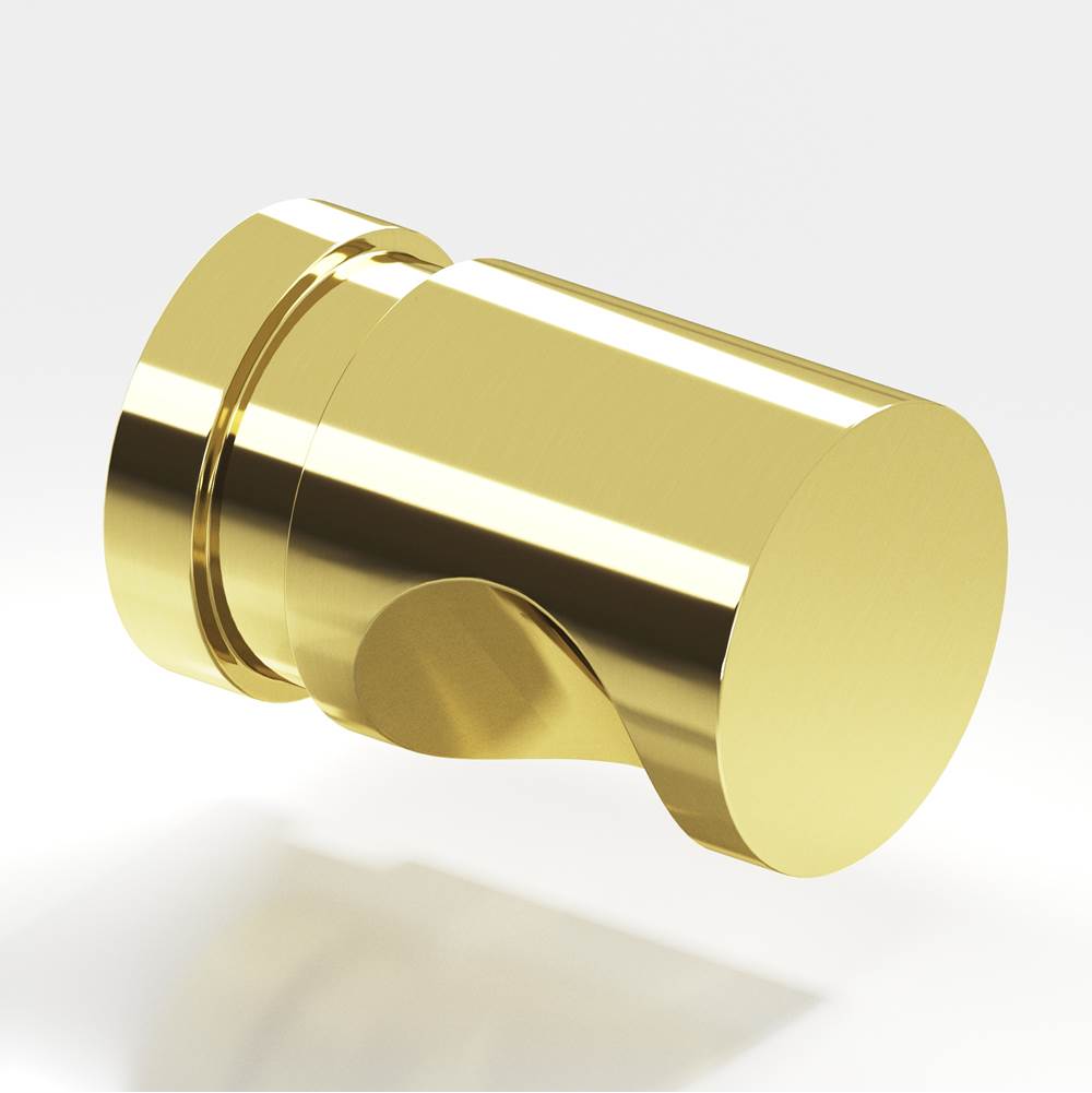 Colonial Bronze - 1'' diameter Round, grooved Cabinet Knob, Back-to-Back Shower Door Knob Kit hand finished in Unlacquered Polished Brass - Unlacquered Polished Brass