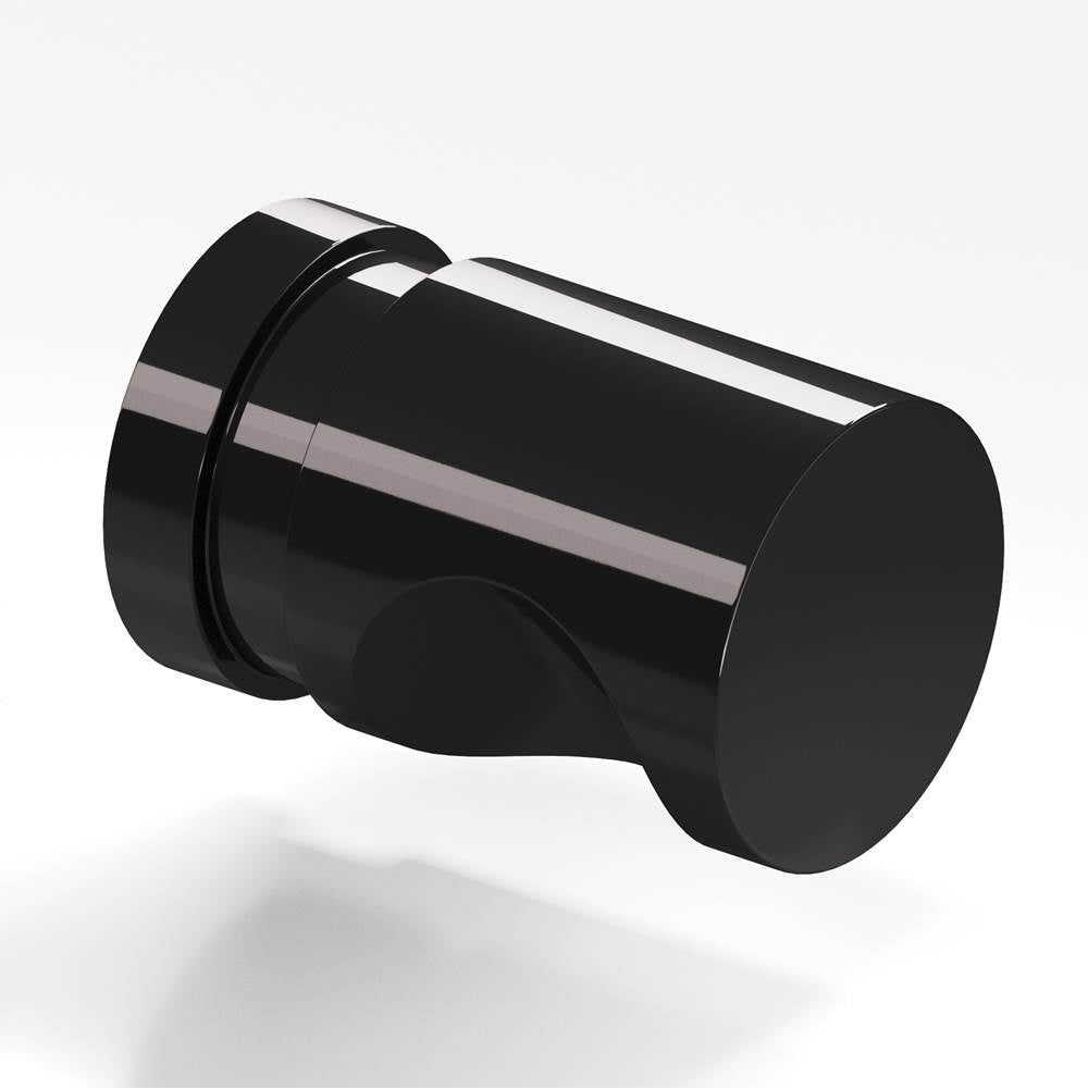 Colonial Bronze - 0.75'' diameter Round, grooved Cabinet Knob, Back-to-Back Shower Door Knob Kit hand finished in Satin Black - Satin Black