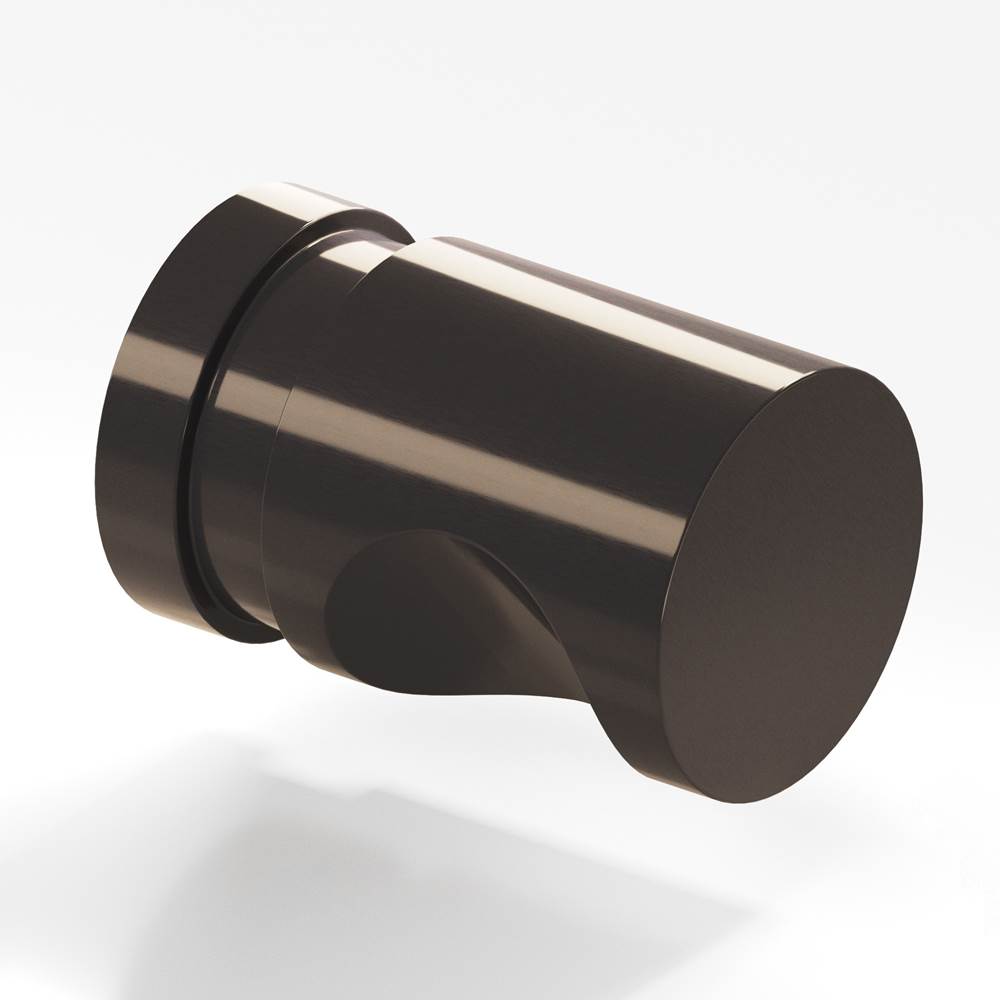 Colonial Bronze - 1'' diameter Round, grooved Cabinet Knob, Back-to-Back Shower Door Knob Kit hand finished in Dark Statuary Bronze - Dark Statuary Bronze