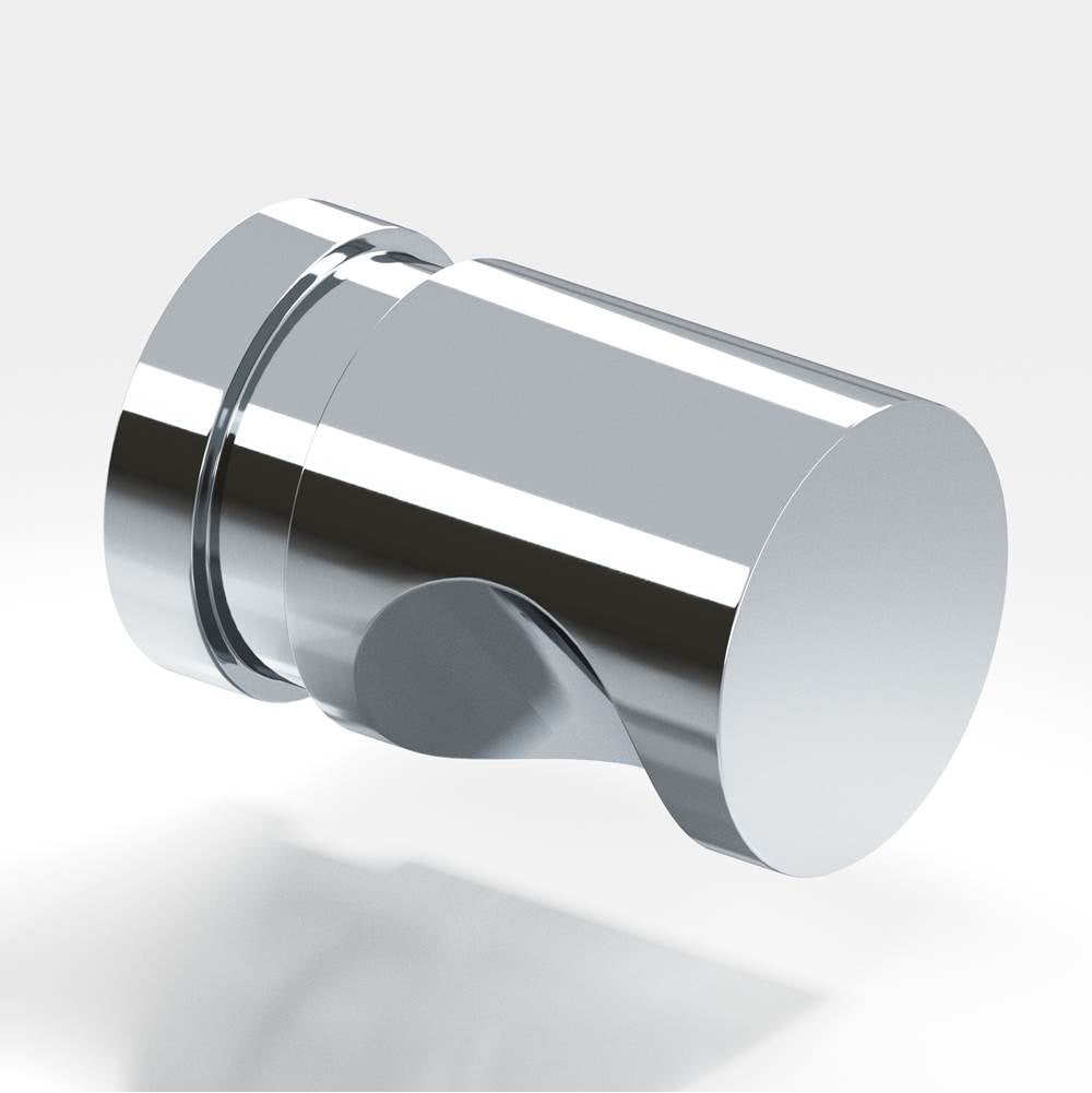 Colonial Bronze - 1'' diameter Round, grooved Cabinet Knob, Back-to-Back Shower Door Knob Kit hand finished in Polished Chrome - Polished Chrome