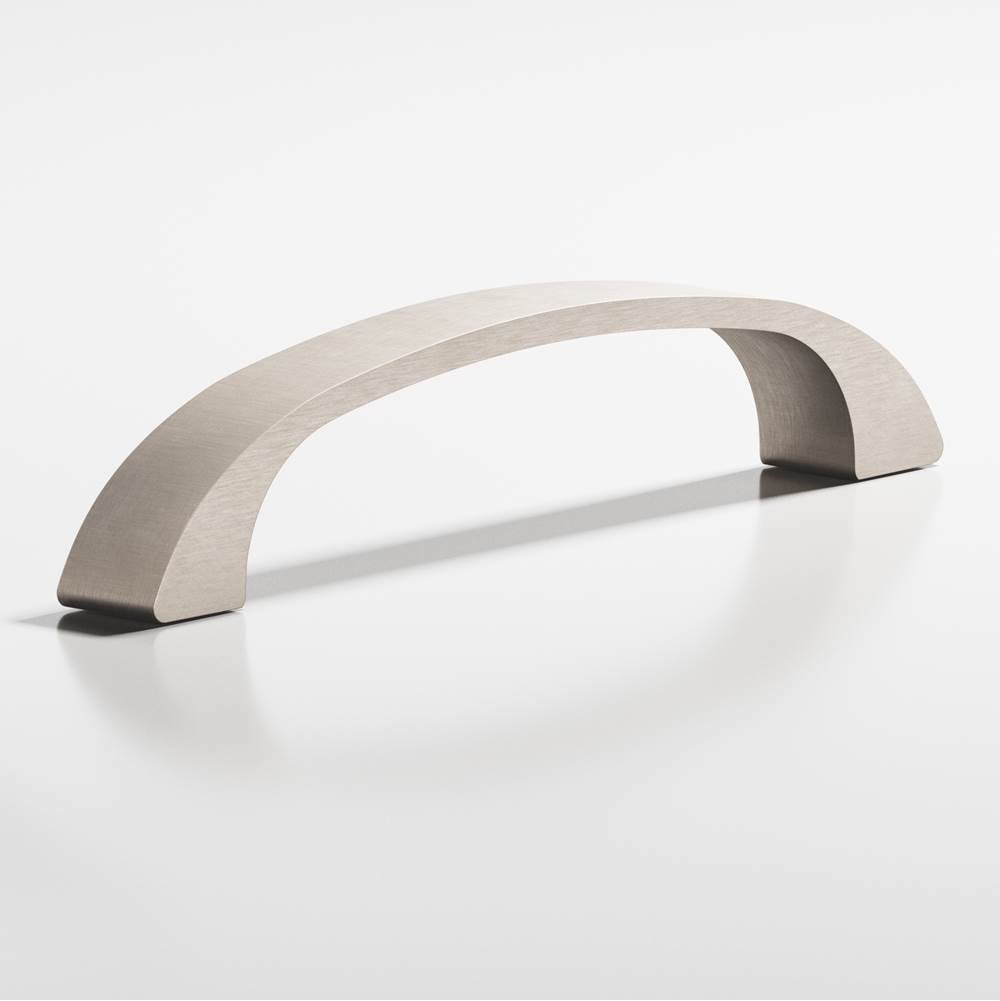 Colonial Bronze - 3'' center-to-center, 3.5'' overall, 0.4375'' diameter Bow Cabinet Pull hand finished in Matte Satin Nickel - Matte Satin Nickel