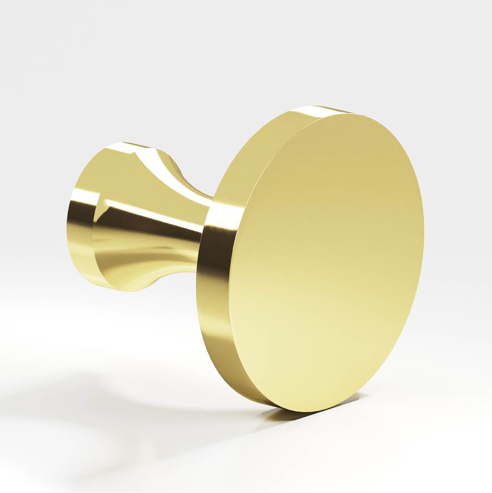 Colonial Bronze - 1.125'' diameter Round Cabinet Knob hand finished in Polished Brass - Polished Brass