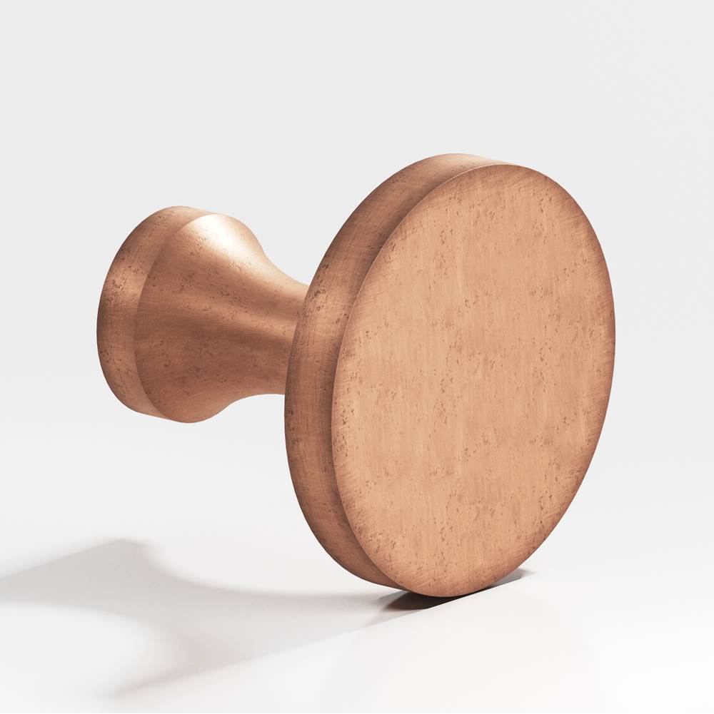 Colonial Bronze - 1.5'' diameter Round Cabinet Knob, Back-to-Back Shower Door Knob Kit hand finished in Distressed Antique Copper - Distressed Antique Copper