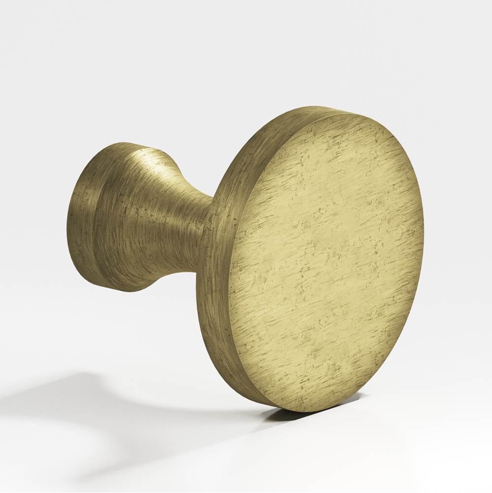 Colonial Bronze - 1.125'' diameter Round Cabinet Knob hand finished in Distressed Antique Brass - Distressed Antique Brass
