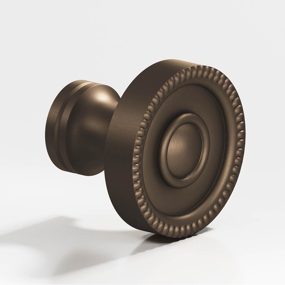 Colonial Bronze - 1.25'' diameter Round, beaded Cabinet Knob, Back-to-Back Shower Door Knob Kit hand finished in Heritage Bronze - Heritage Bronze