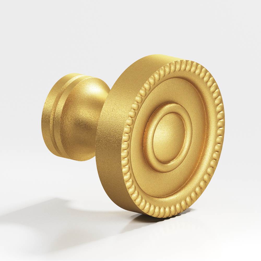 Colonial Bronze - 1.25'' diameter Round, beaded Cabinet Knob, Back-to-Back Shower Door Knob Kit hand finished in Frost Brass - Frost Brass
