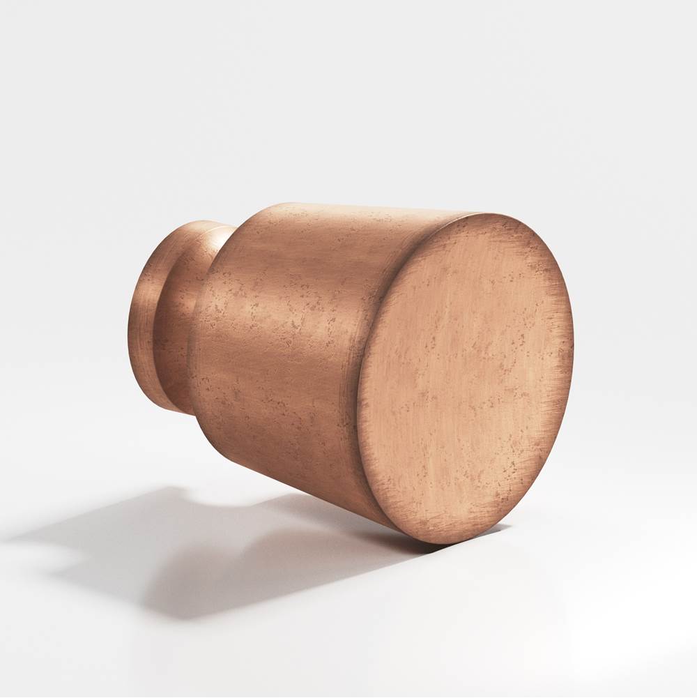 Colonial Bronze - 1'' diameter Round, tapered Cabinet Knob, Back-to-Back Shower Door Knob Kit hand finished in Distressed Antique Copper - Distressed Antique Copper