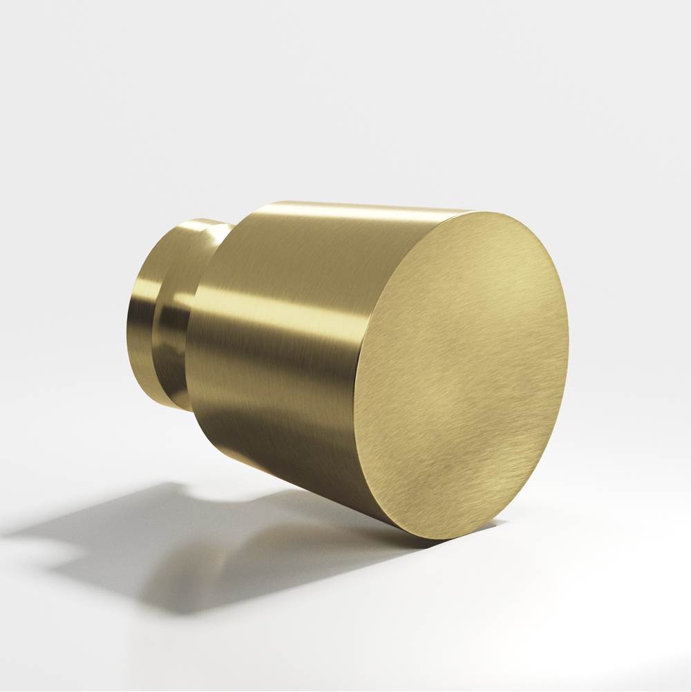 Colonial Bronze - 1.25'' diameter Round, tapered Cabinet Knob, Back-to-Back Shower Door Knob Kit hand finished in Antique Brass - Antique Brass