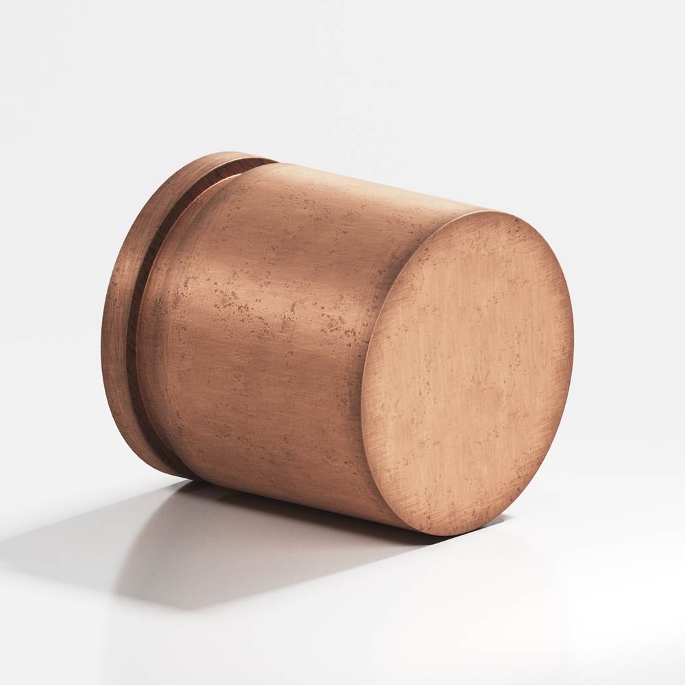 Colonial Bronze - 1.25'' diameter Round, grooved Cabinet Knob, Back-to-Back Shower Door Knob Kit hand finished in Distressed Antique Copper - Distressed Antique Copper
