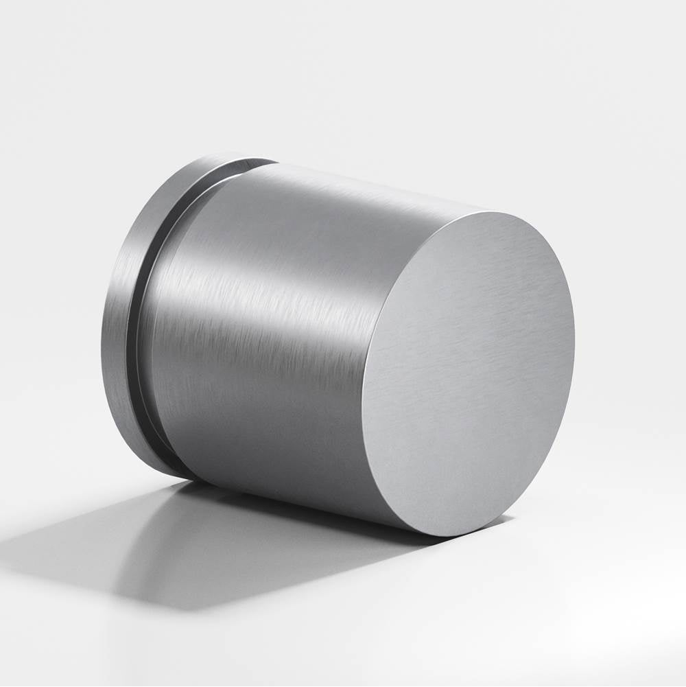 Colonial Bronze - 1.25'' diameter Round, grooved Cabinet Knob, Back-to-Back Shower Door Knob Kit hand finished in Matte Satin Chrome - Matte Satin Chrome