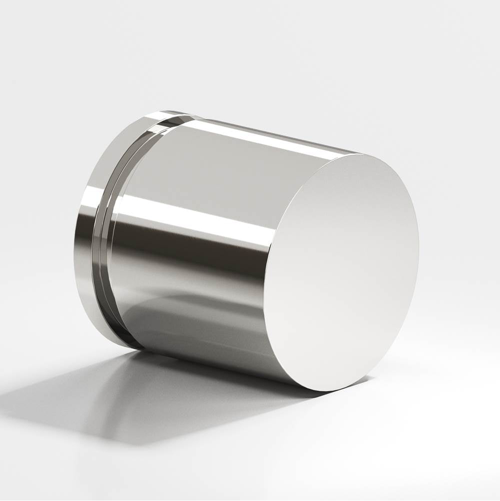 Colonial Bronze - 1'' diameter Round, grooved Cabinet Knob hand finished in Polished Nickel - Polished Nickel