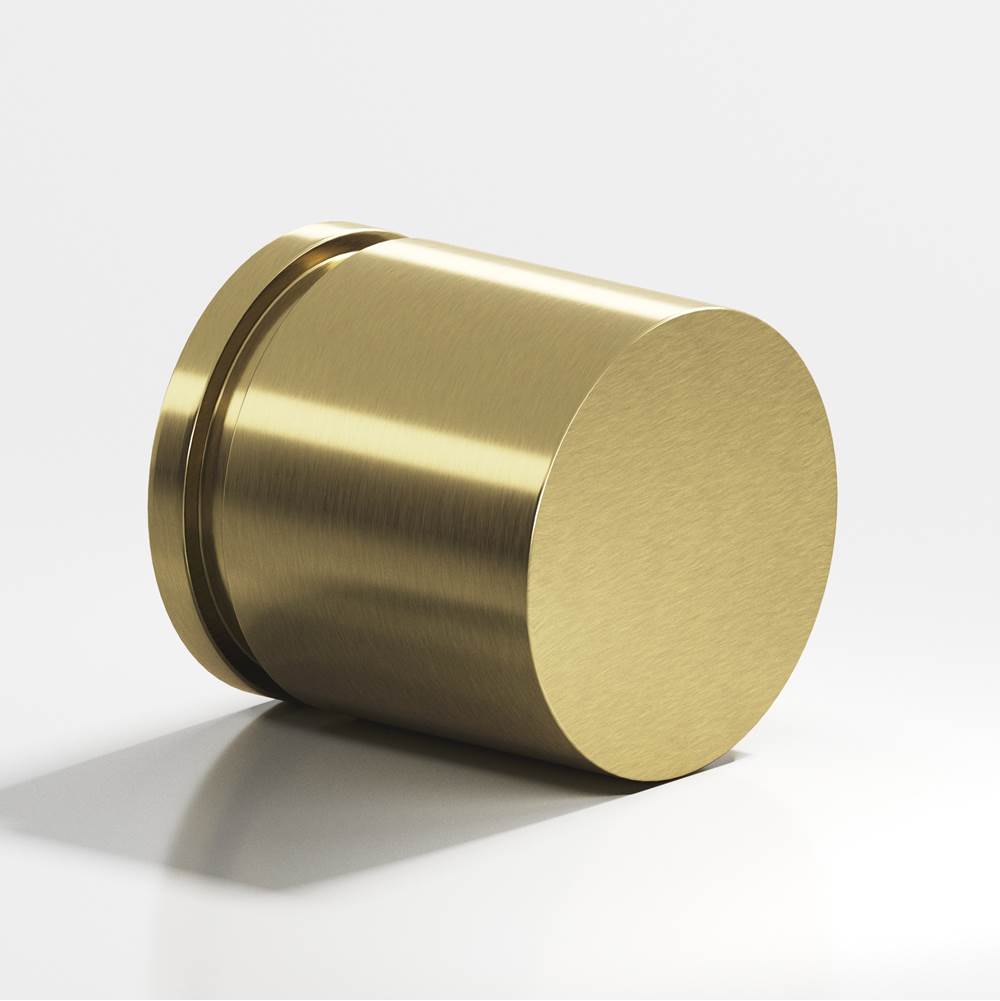 Colonial Bronze - 1'' diameter Round, grooved Cabinet Knob hand finished in Antique Brass - Antique Brass