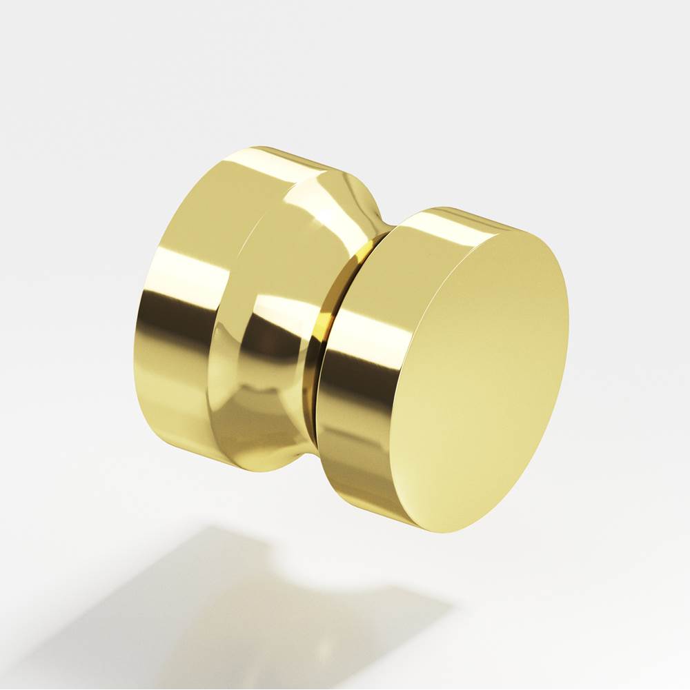Colonial Bronze - 1.25'' diameter Round Cabinet Knob, Back-to-Back Shower Door Knob Kit hand finished in Polished Brass - Polished Brass
