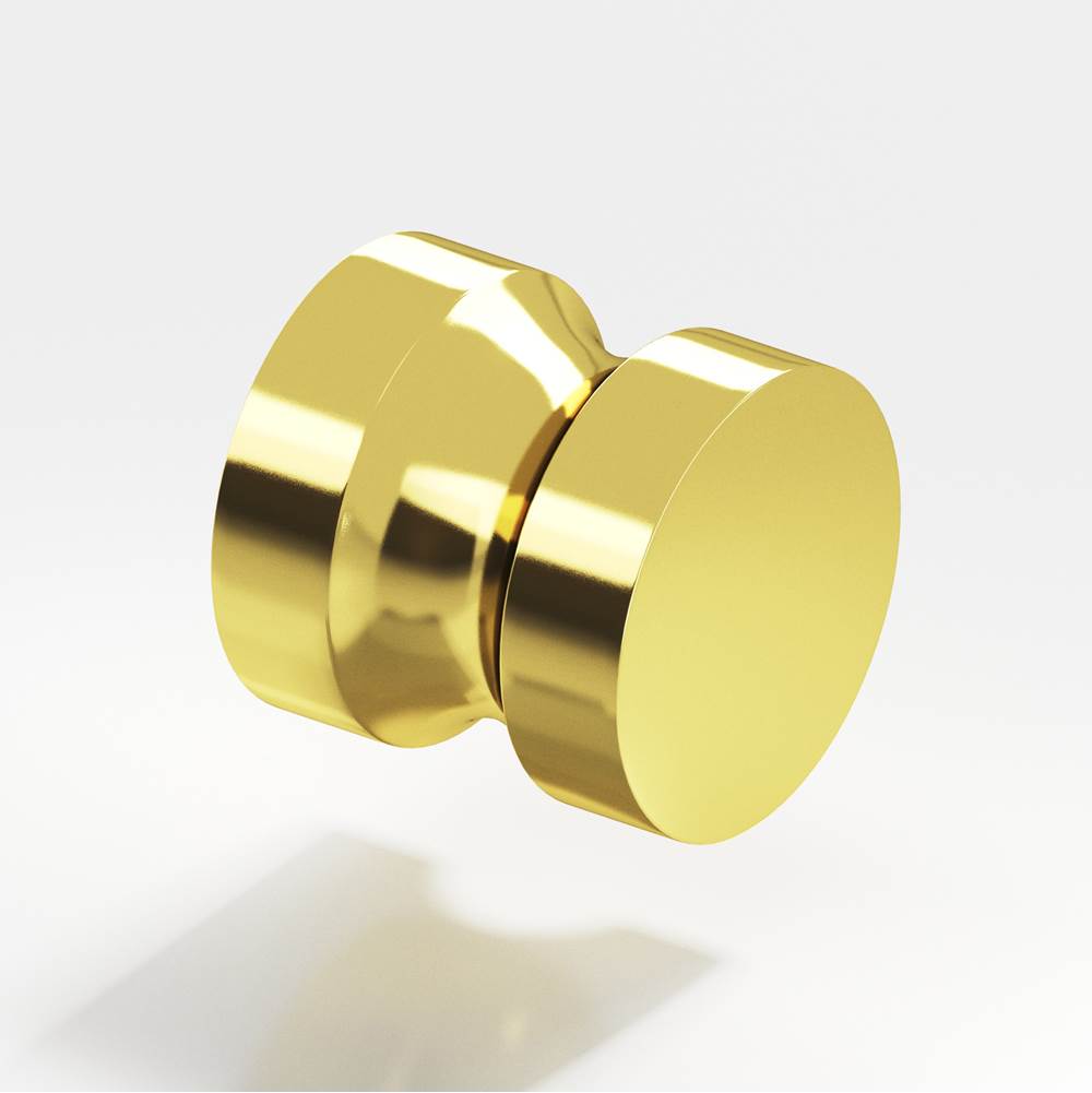 Colonial Bronze - 1.25'' diameter Round Cabinet Knob, Back-to-Back Shower Door Knob Kit hand finished in French Gold - French Gold
