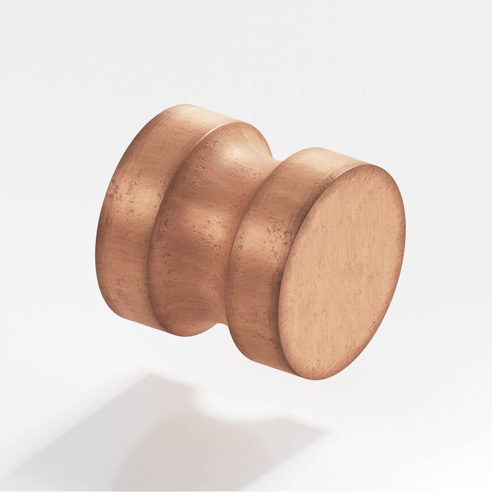 Colonial Bronze - 1.25'' diameter Round Cabinet Knob, Back-to-Back Shower Door Knob Kit hand finished in Distressed Antique Copper - Distressed Antique Copper