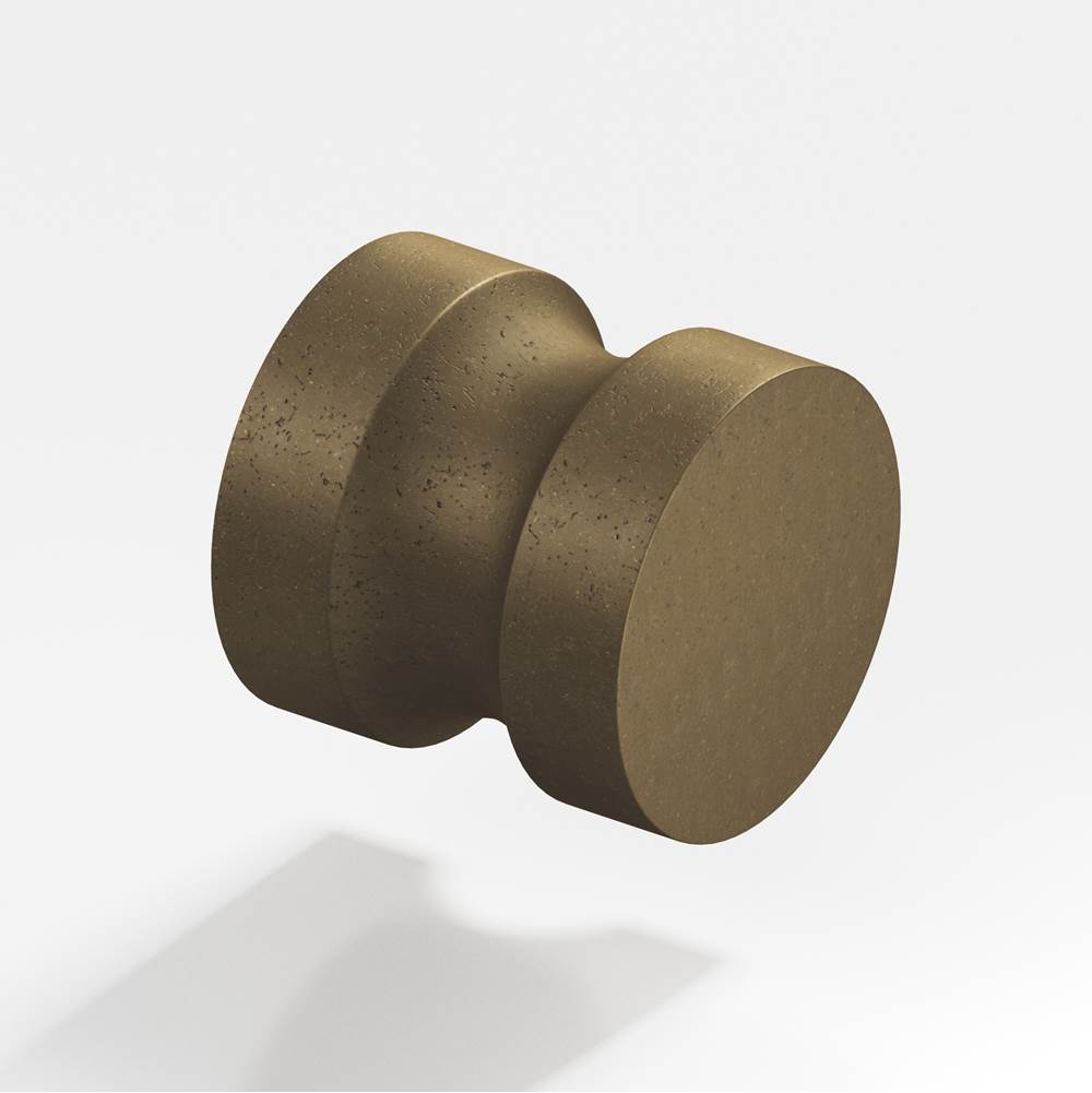 Colonial Bronze - 1.25'' diameter Round Cabinet Knob, Back-to-Back Shower Door Knob Kit hand finished in Distressed Oil Rubbed Bronze - Distressed Oil Rubbed Bronze