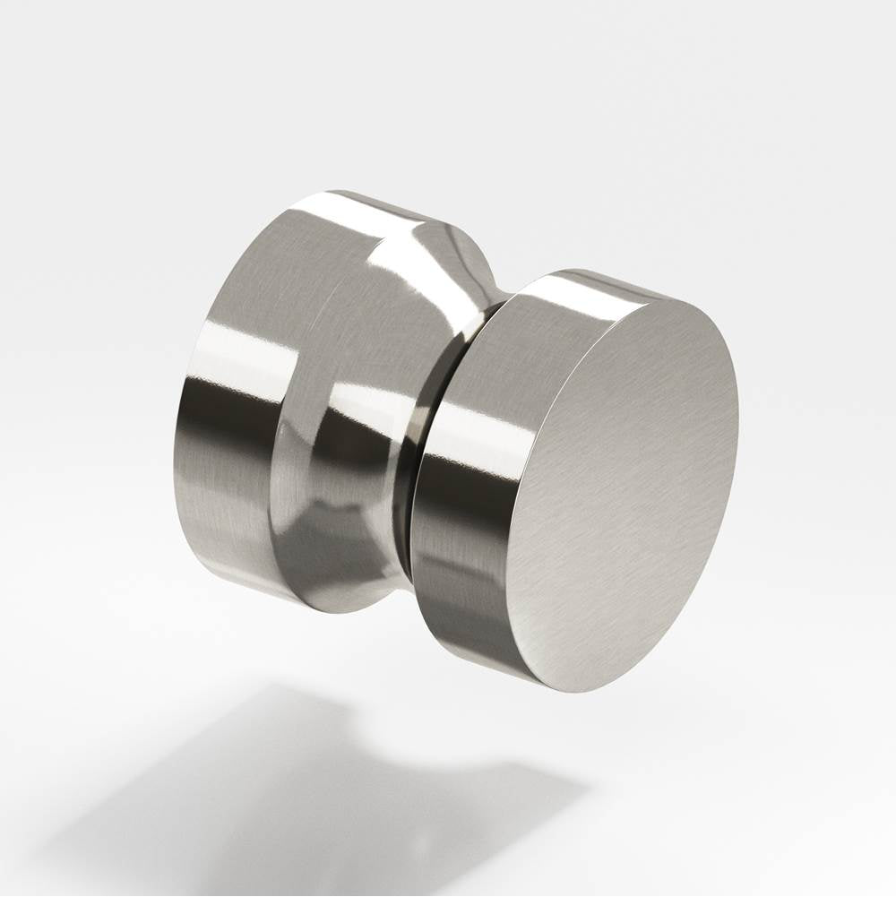 Colonial Bronze - 1.25'' diameter Round Cabinet Knob, Back-to-Back Shower Door Knob Kit hand finished in Nickel Stainless - Nickel Stainless