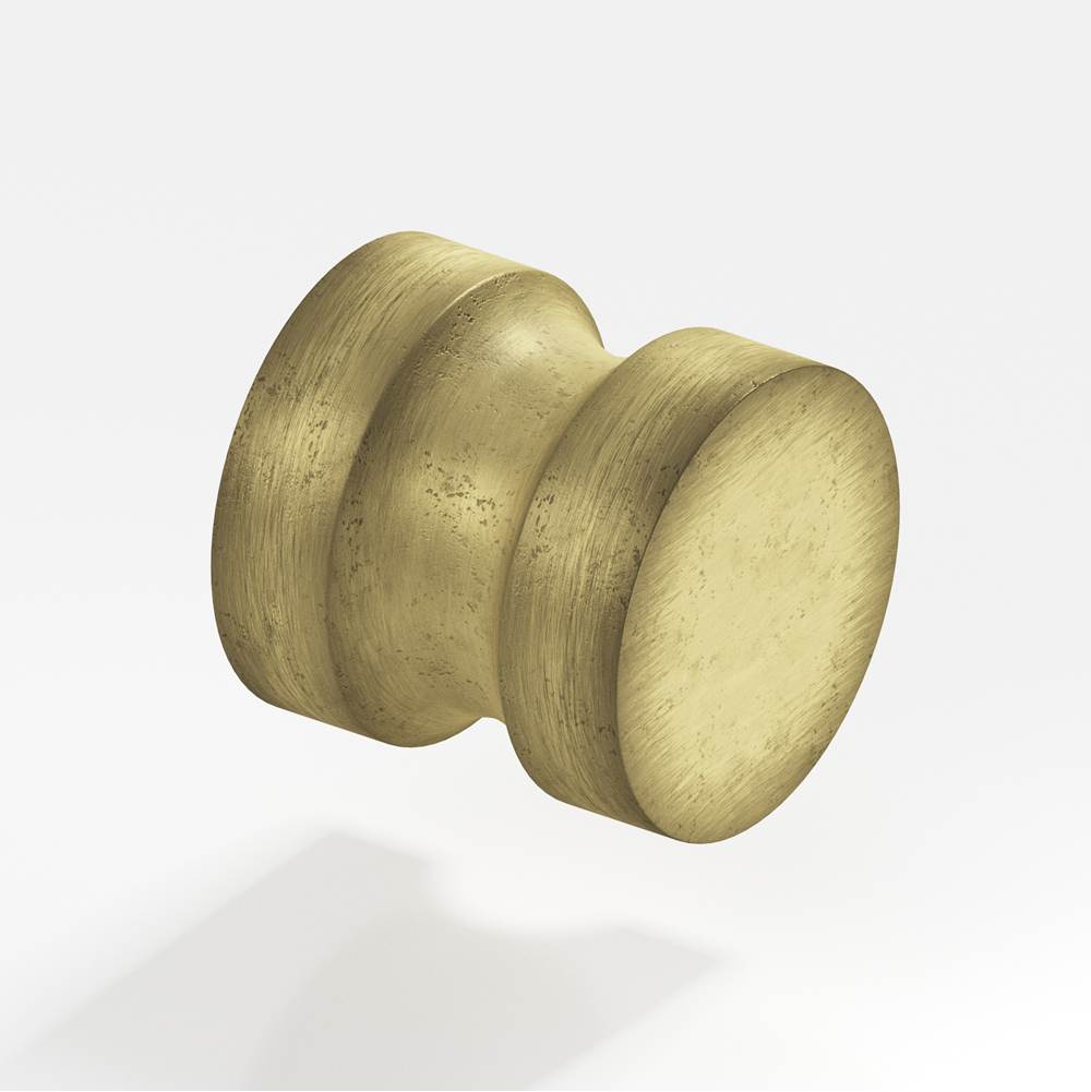 Colonial Bronze - 1.25'' diameter Round Cabinet Knob, Back-to-Back Shower Door Knob Kit hand finished in Distressed Antique Brass - Distressed Antique Brass