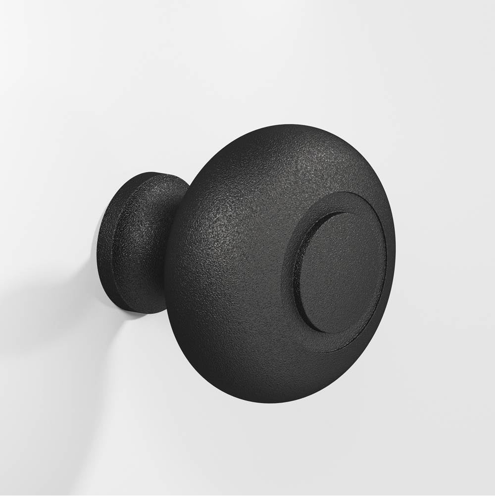 Colonial Bronze - 1.25'' diameter Round, grooved Cabinet Knob, Back-to-Back Shower Door Knob Kit hand finished in Frost Black - Frost Black