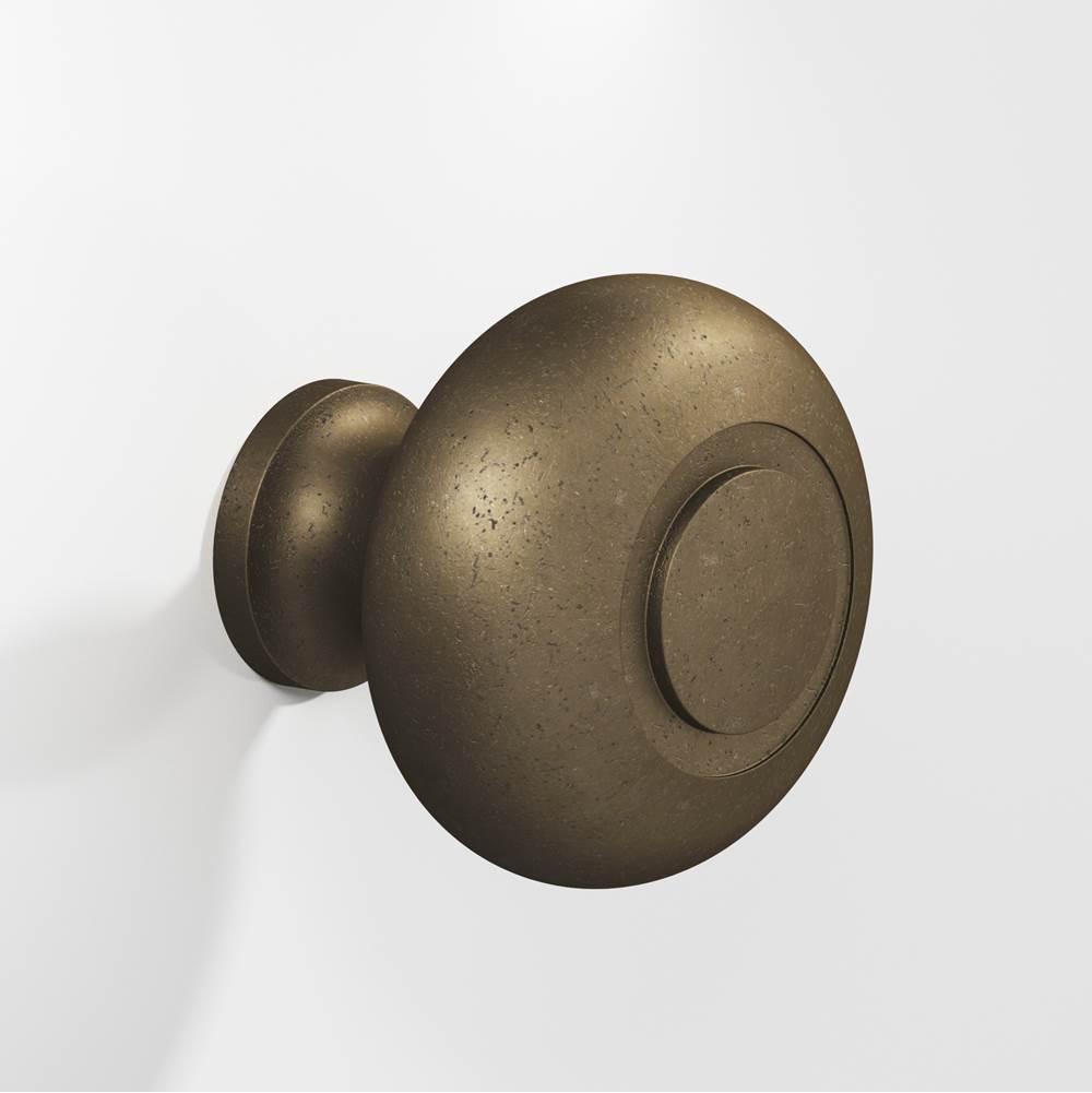 Colonial Bronze - 1.25'' diameter Round, grooved Cabinet Knob, Back-to-Back Shower Door Knob Kit hand finished in Distressed Oil Rubbed Bronze - Distressed Oil Rubbed Bronze