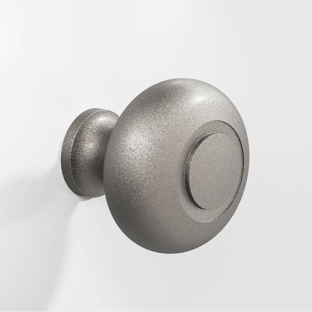 Colonial Bronze - 1.25'' diameter Round, grooved Cabinet Knob, Back-to-Back Shower Door Knob Kit hand finished in Frost Nickel - Frost Nickel