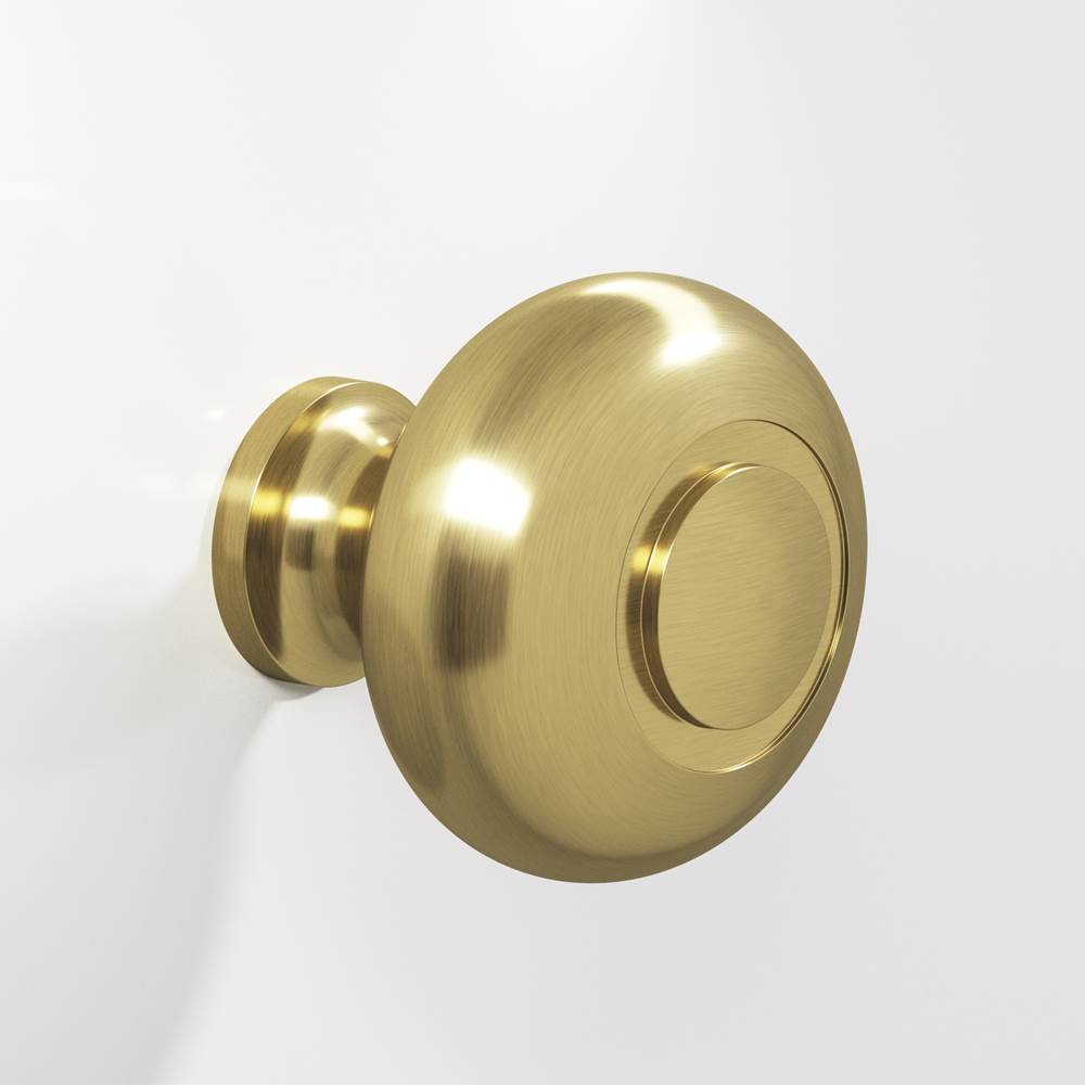 Colonial Bronze - 1.5'' diameter Round, grooved Cabinet Knob, Back-to-Back Shower Door Knob Kit hand finished in Antique Brass - Antique Brass