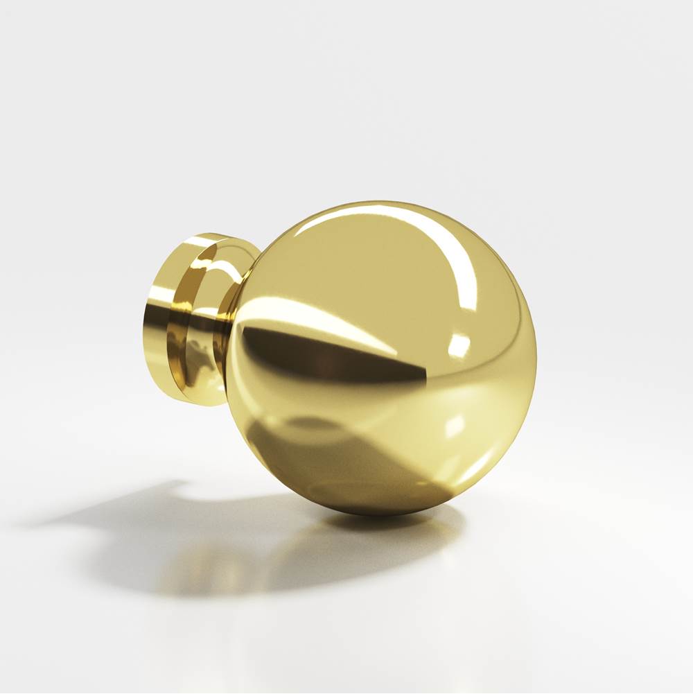 Colonial Bronze - 1'' diameter Round Cabinet Knob, Back-to-Back Shower Door Knob Kit hand finished in Polished Brass - Polished Brass