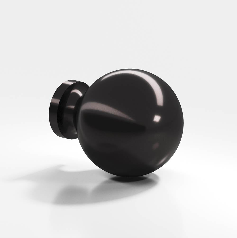 Colonial Bronze - 1.25'' diameter Round Cabinet Knob, Back-to-Back Shower Door Knob Kit hand finished in Satin Black - Satin Black