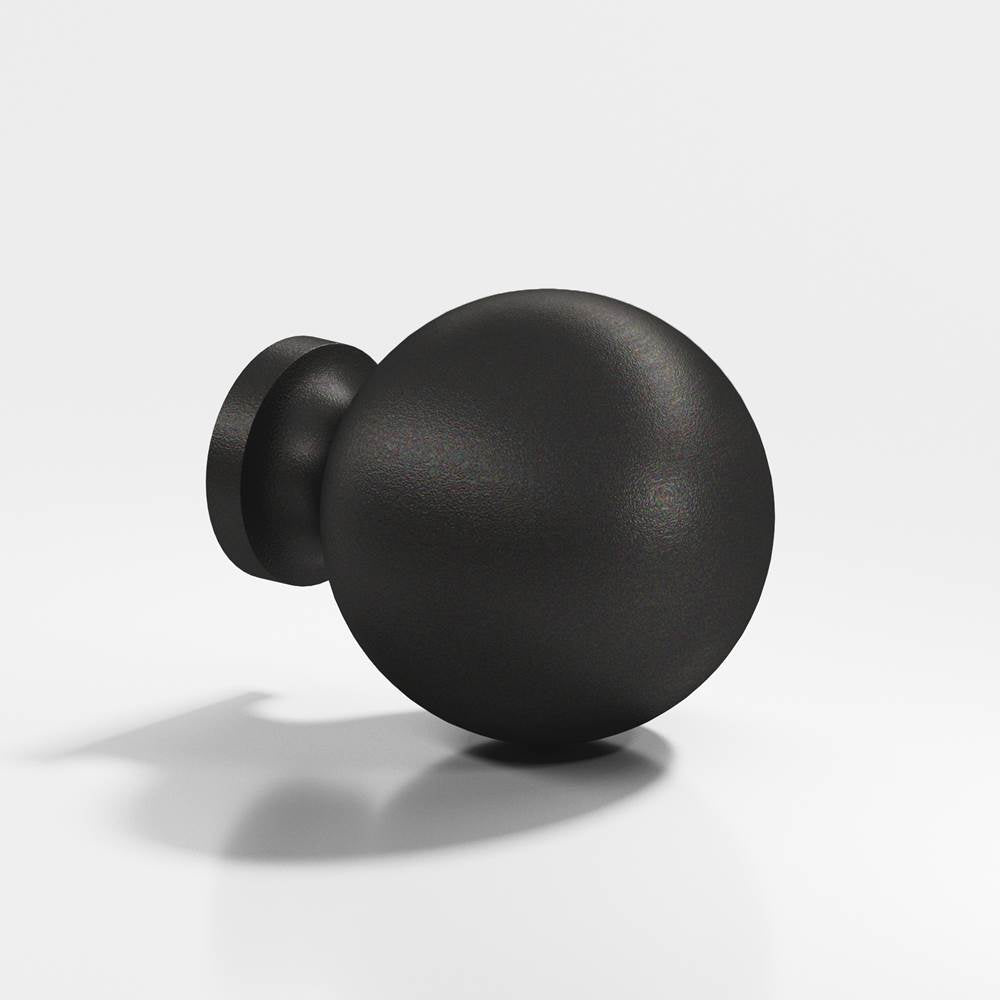 Colonial Bronze - 1.25'' diameter Round Cabinet Knob, Back-to-Back Shower Door Knob Kit hand finished in Frost Black - Frost Black