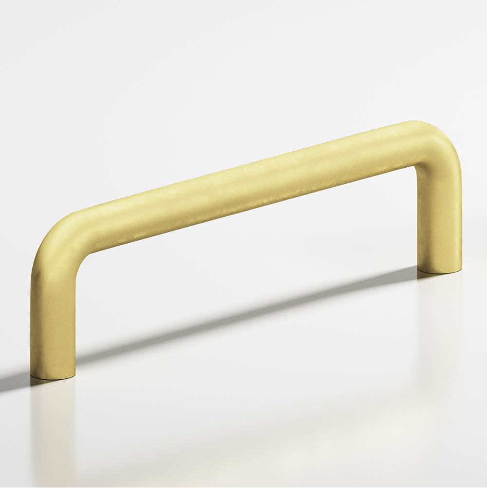 Colonial Bronze - 6'' center-to-center, 6.5'' overall, 0.5'' diameter Wire Cabinet Pull, Appliance Pull, Door Pull, Shower Door Pull hand finished in Matte Satin Brass - Matte Satin Brass