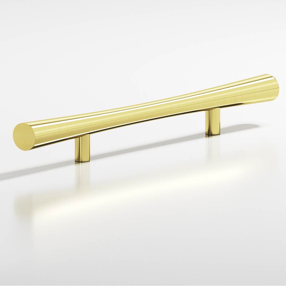 Colonial Bronze - 4'' center-to-center, 6'' overall, 0.75'' max diameter Hourglass Cabinet Pull with straight posts hand finished in Unlacquered Polished Brass - Unlacquered Polished Brass