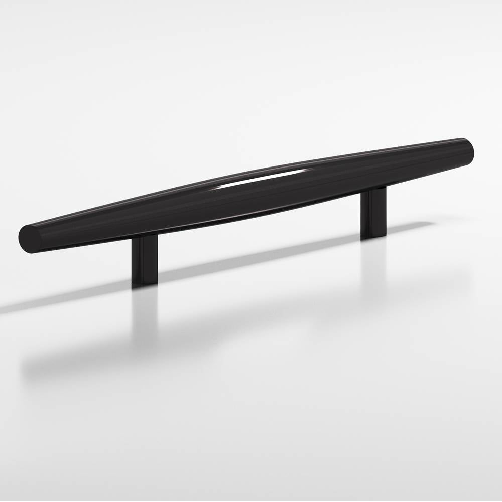 Colonial Bronze - 1'' max diameter custom length Cigar Pull with straight posts hand finished in Satin Black - Satin Black