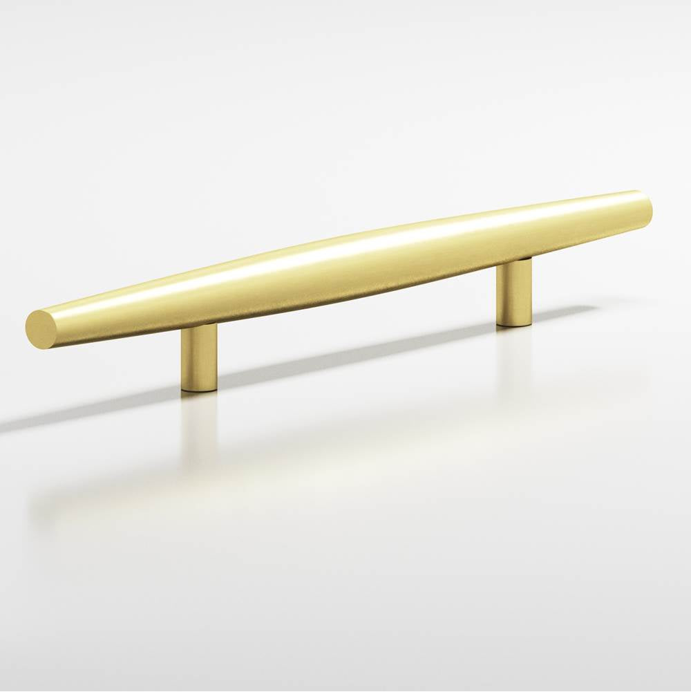 Colonial Bronze - 4'' center-to-center, 6'' overall, 0.75'' max diameter Cigar Cabinet Pull with straight posts hand finished in Matte Satin Brass - Matte Satin Brass