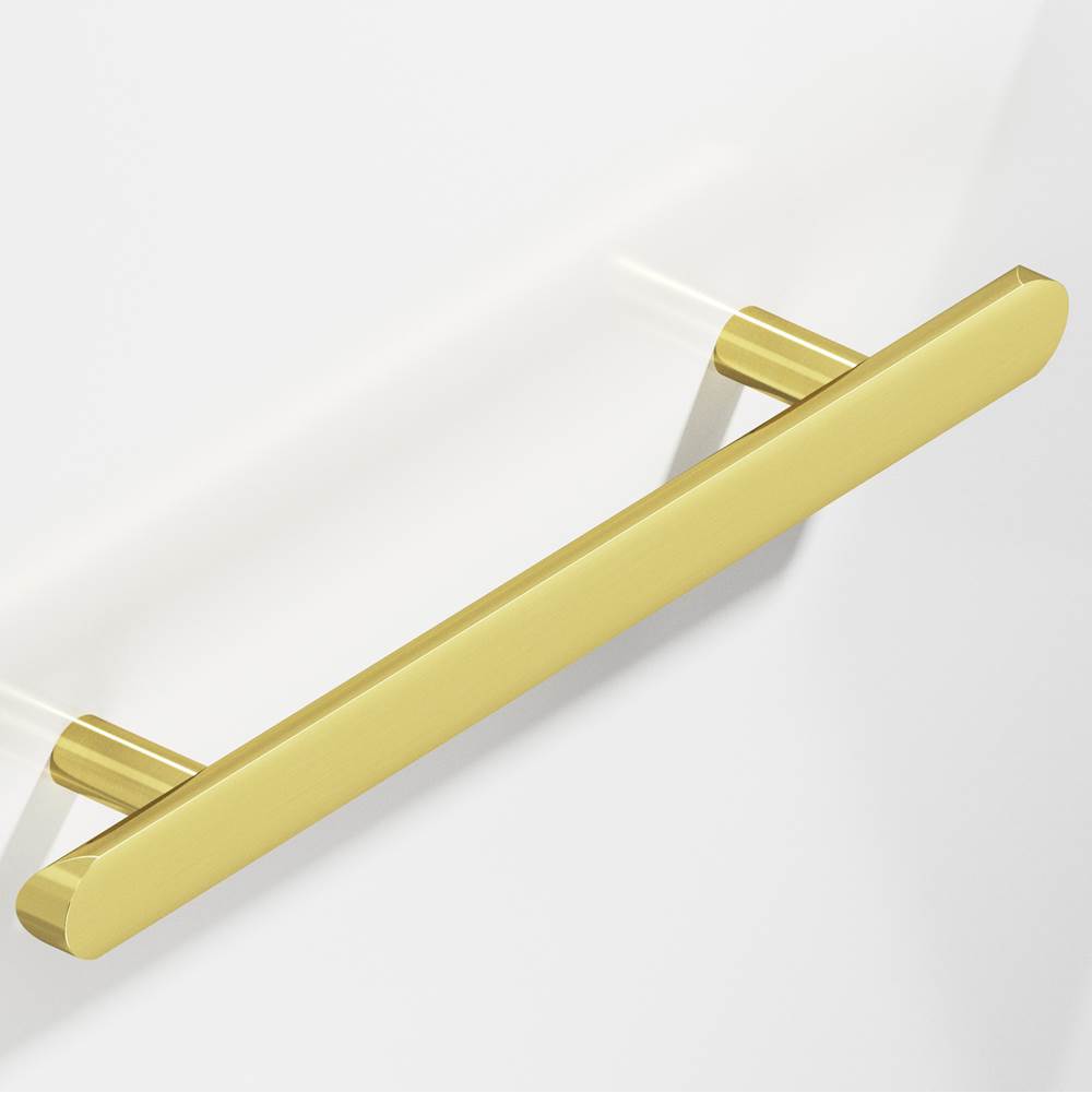 Colonial Bronze - 6'' center-to-center, 10'' overall, 1'' diameter Half-round Cabinet Pull, Door Pull, Shower Door Pull with straight posts and rounded ends hand finished in Unlacquered Polished Brass - Unlacquered Polished Brass