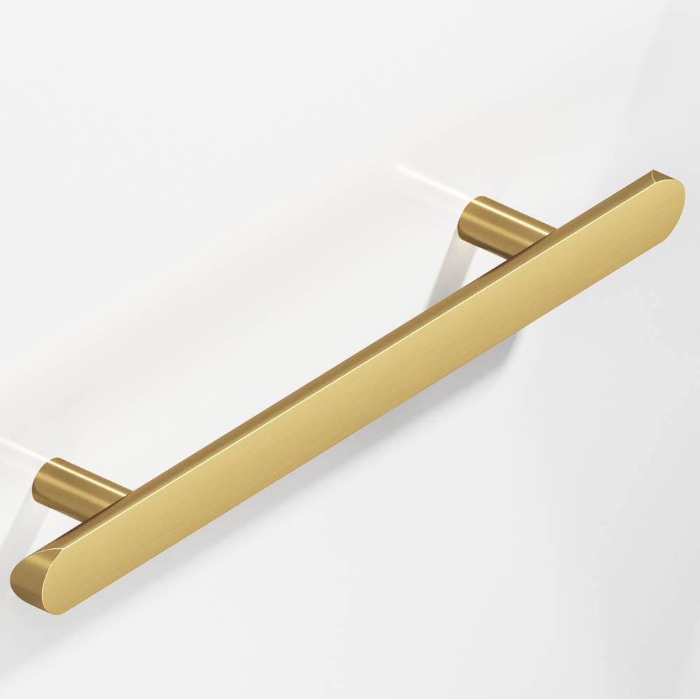 Colonial Bronze - 6'' center-to-center, 10'' overall, 1'' diameter Half-round Cabinet Pull, Door Pull, Shower Door Pull with straight posts and rounded ends hand finished in Satin Brass - Satin Brass