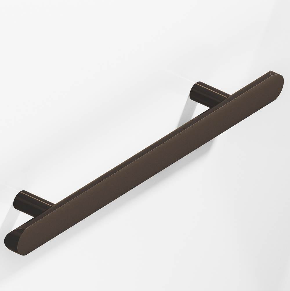 Colonial Bronze - 10'' center-to-center, 14'' overall, 1'' diameter Half-round Cabinet Pull, Appliance Pull, Door Pull, Shower Door Pull with straight posts and rounded ends hand finished in Dark Statuary Bronze - Dark Statuary Bronze