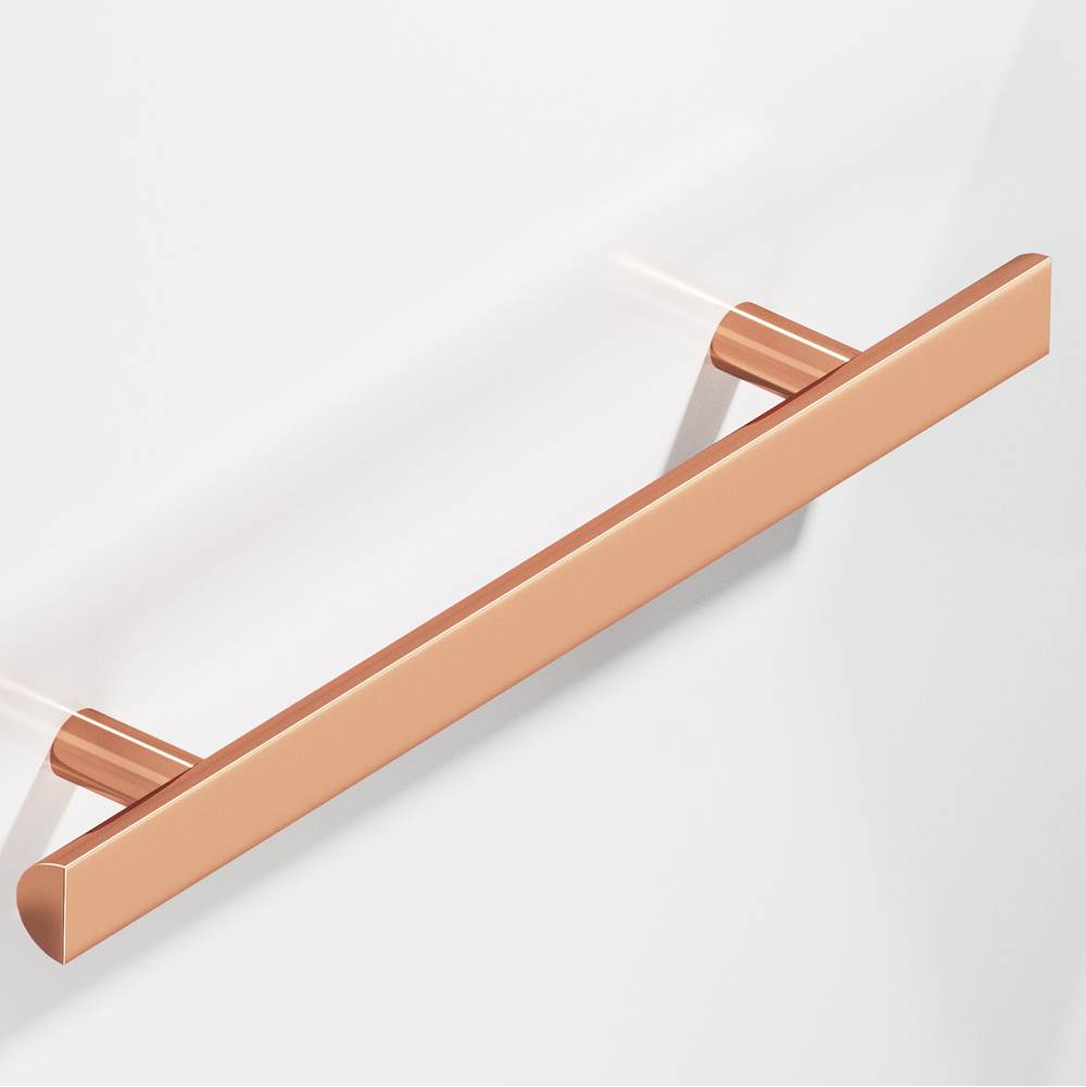 Colonial Bronze - 12'' center-to-center, 16'' overall, 1'' diameter Half-round Cabinet Pull, Appliance Pull, Door Pull, Shower Door Pull with straight posts hand finished in Polished Copper - Polished Copper