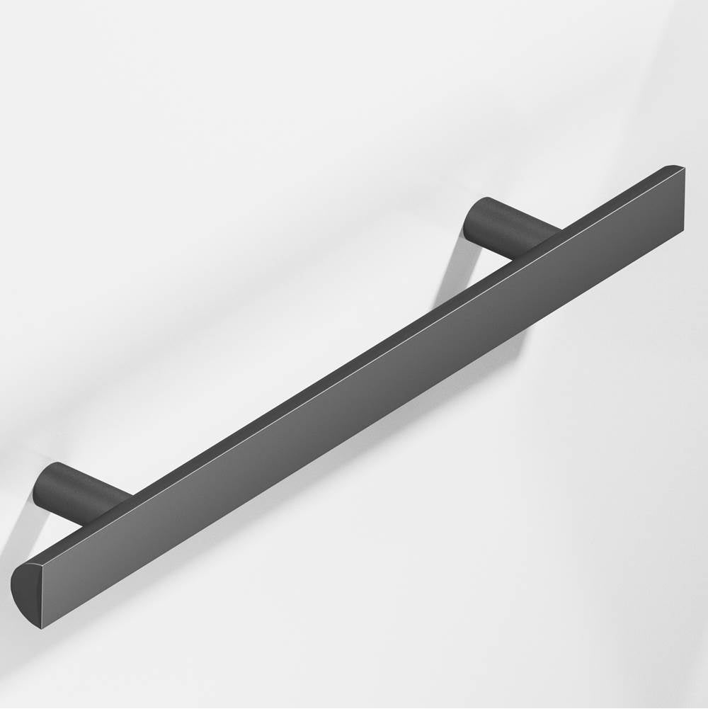 Colonial Bronze - 12'' center-to-center, 16'' overall, 1'' diameter Half-round Cabinet Pull, Appliance Pull, Door Pull, Shower Door Pull with straight posts hand finished in Matte Graphite - Matte Graphite