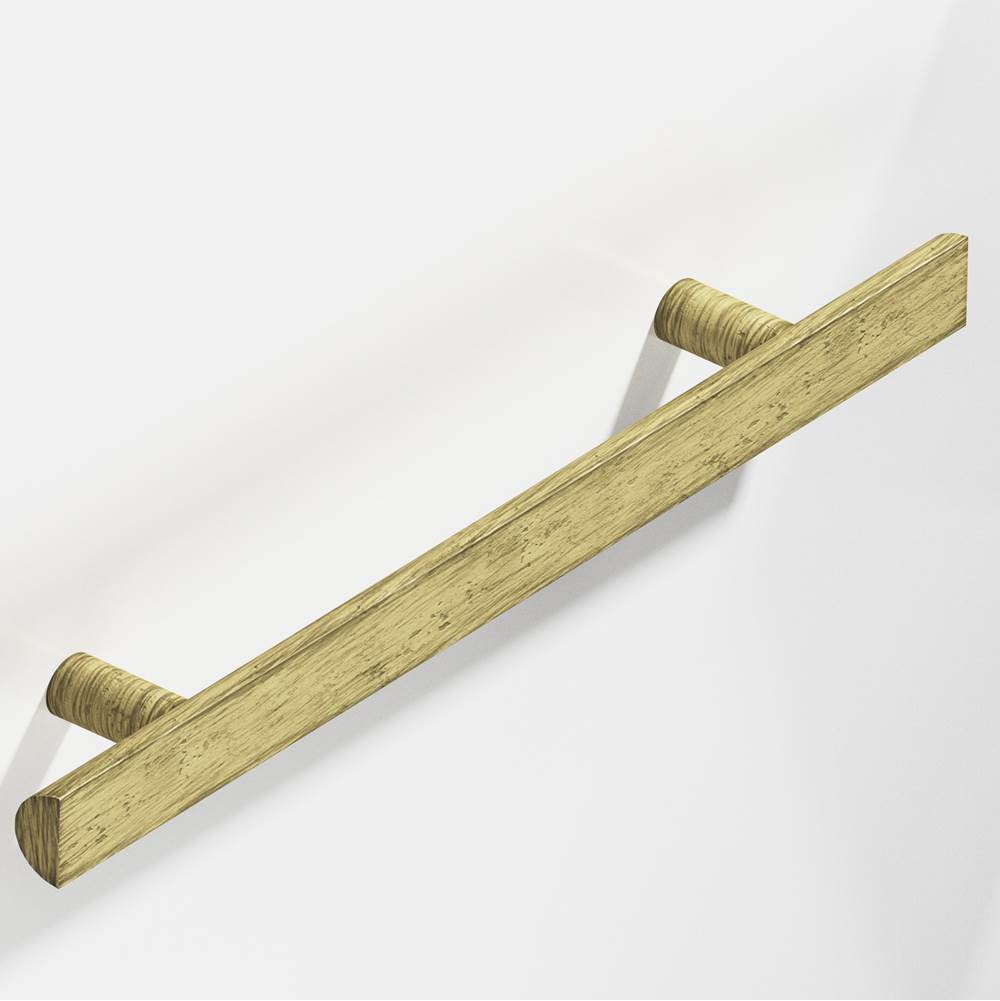 Colonial Bronze - 12'' center-to-center, 16'' overall, 1'' diameter Half-round Cabinet Pull, Appliance Pull, Door Pull, Shower Door Pull with straight posts hand finished in Distressed Antique Brass - Distressed Antique Brass
