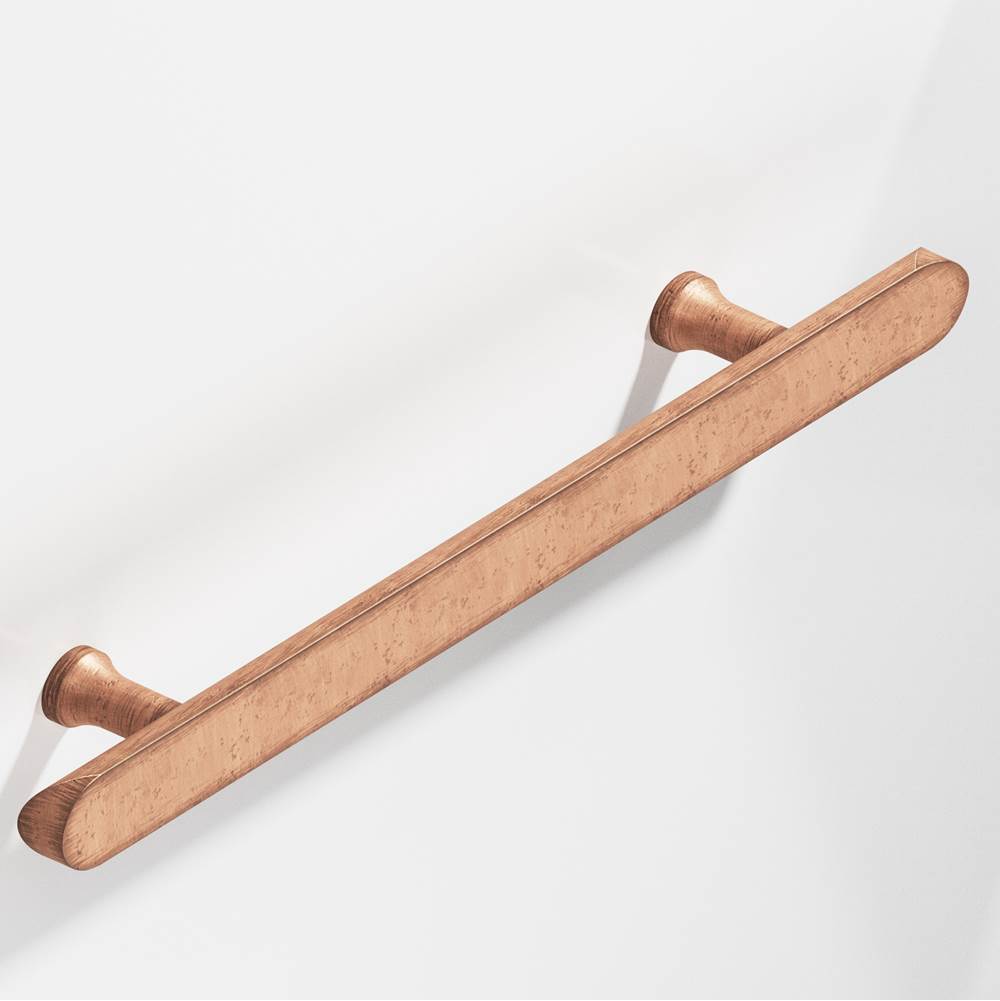 Colonial Bronze - 8'' center-to-center, 12'' overall, 1'' diameter Half-round Cabinet Pull, Appliance Pull, Door Pull, Shower Door Pull with flared posts and rounded ends hand finished in Distressed Antique Copper - Distressed Antique Copper