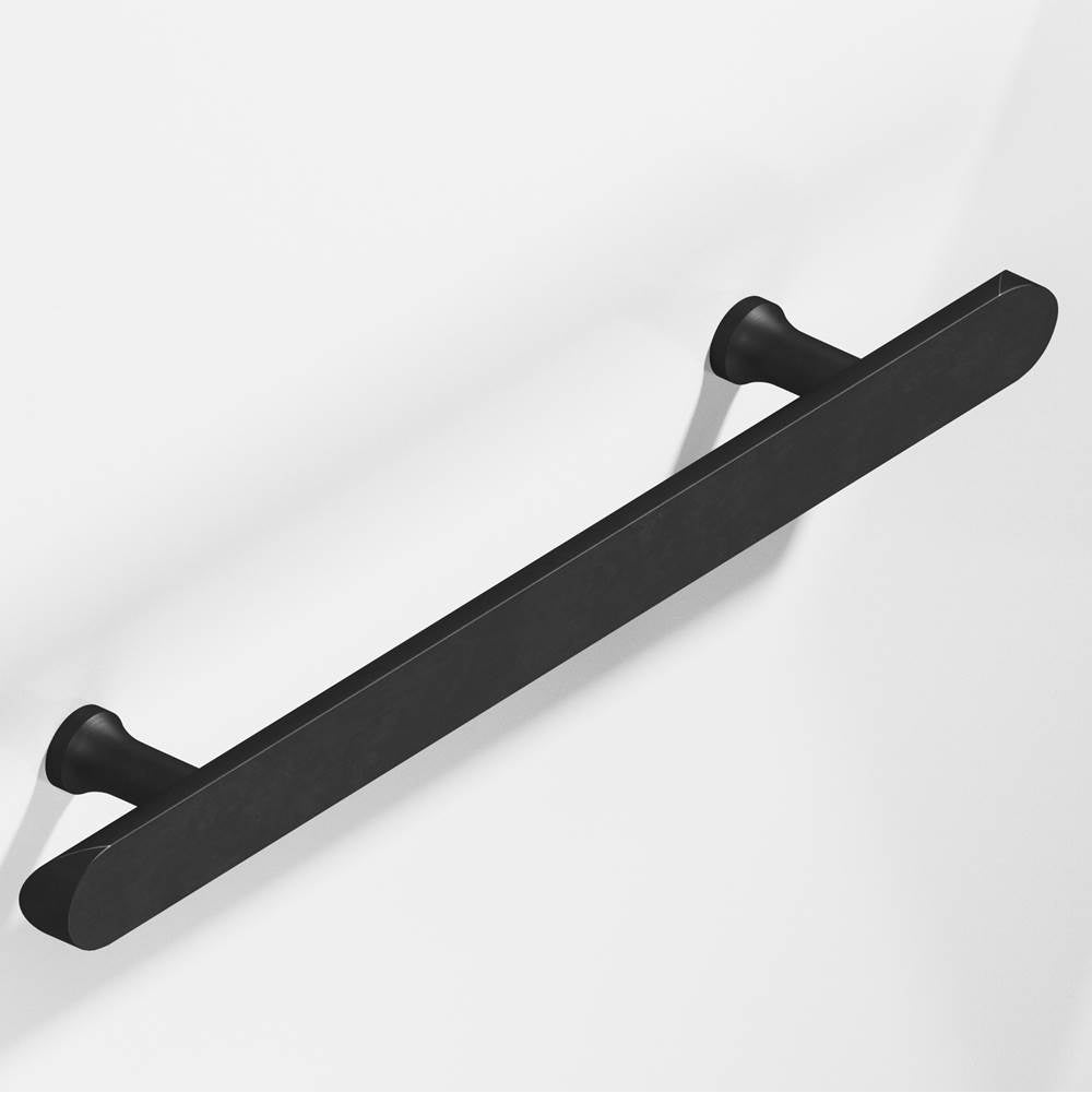 Colonial Bronze - 8'' center-to-center, 12'' overall, 1'' diameter Half-round Cabinet Pull, Appliance Pull, Door Pull, Shower Door Pull with flared posts and rounded ends hand finished in Matte Satin Black - Matte Satin Black