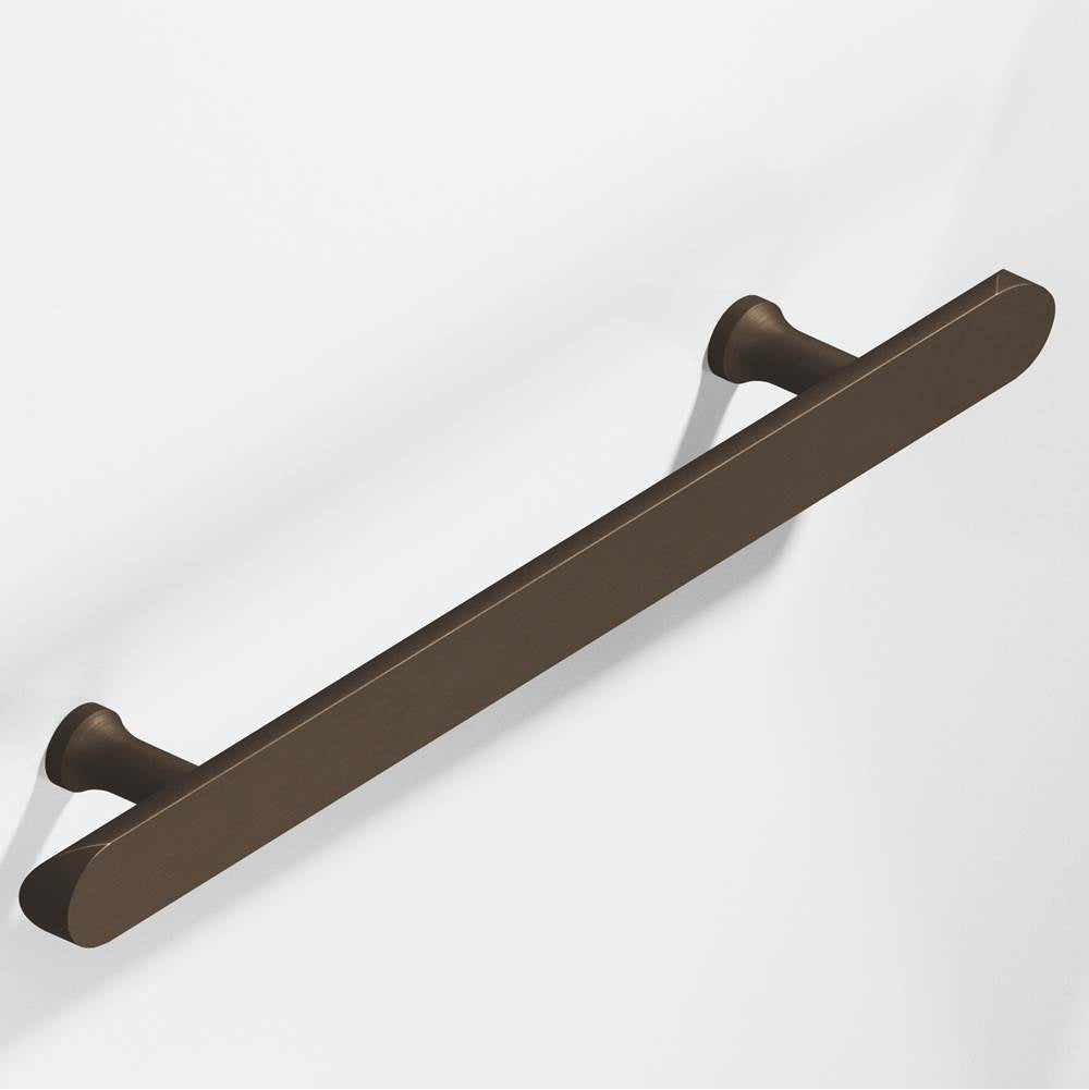 Colonial Bronze - 8'' center-to-center, 12'' overall, 1'' diameter Half-round Cabinet Pull, Appliance Pull, Door Pull, Shower Door Pull with flared posts and rounded ends hand finished in Heritage Bronze - Heritage Bronze