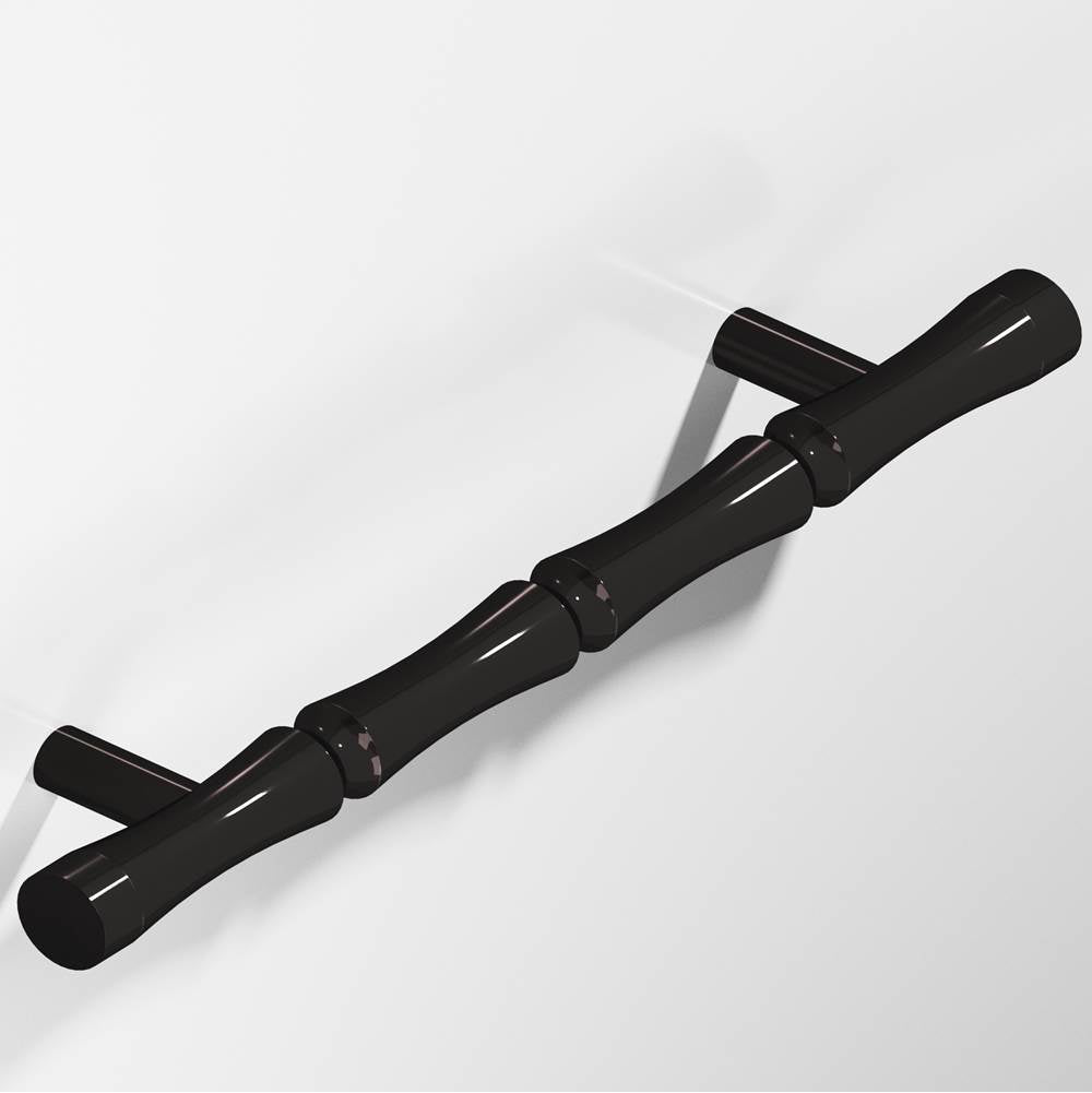 Colonial Bronze - 4.5'' center-to-center, 6.5'' overall, 0.5'' diameter Bamboo Cabinet Pull with straight posts hand finished in Satin Black - Satin Black