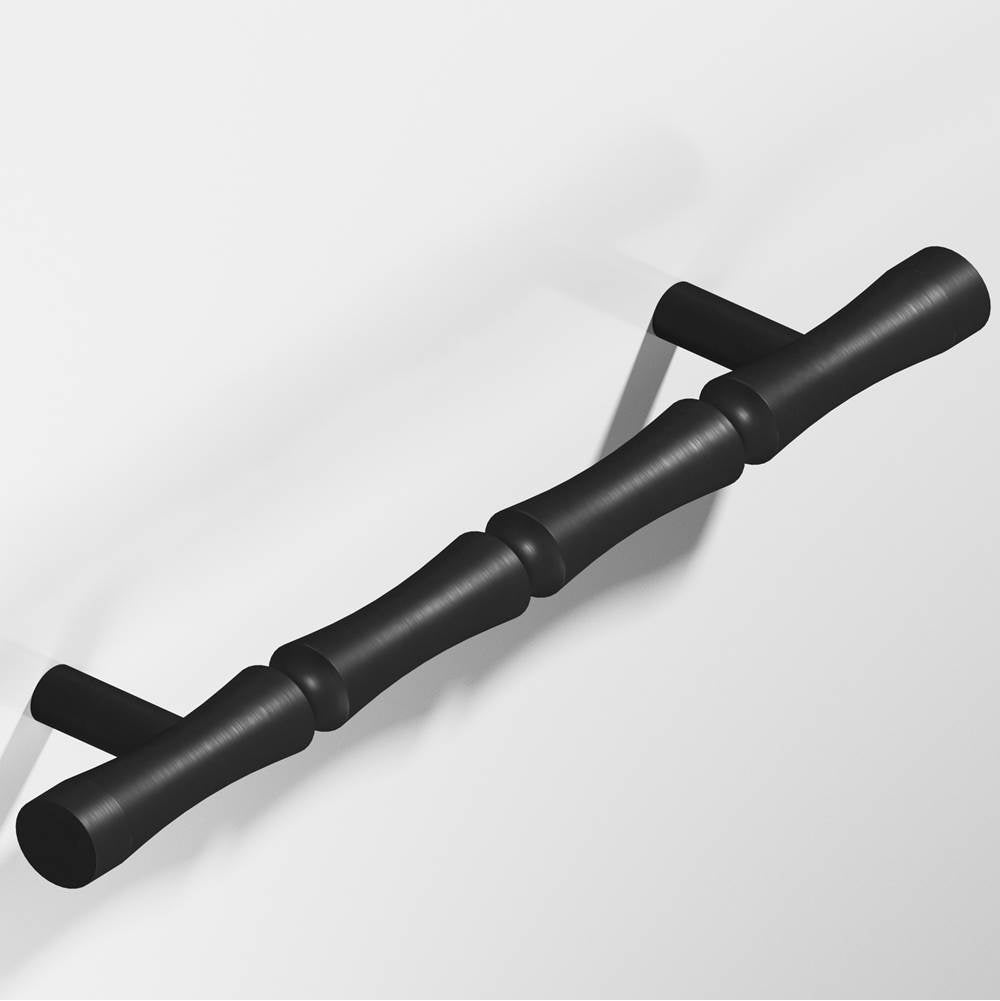 Colonial Bronze - 9.5'' center-to-center, 12.5'' overall, 1'' diameter Bamboo Appliance Pull, Door Pull, Shower Door Pull with straight posts hand finished in Matte Satin Black - Matte Satin Black