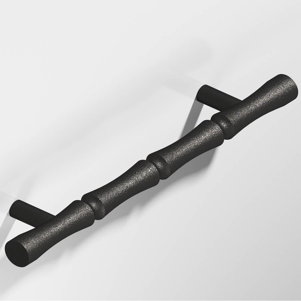 Colonial Bronze - 4.5'' center-to-center, 6.5'' overall, 0.5'' diameter Bamboo Cabinet Pull with straight posts hand finished in Frost Black - Frost Black
