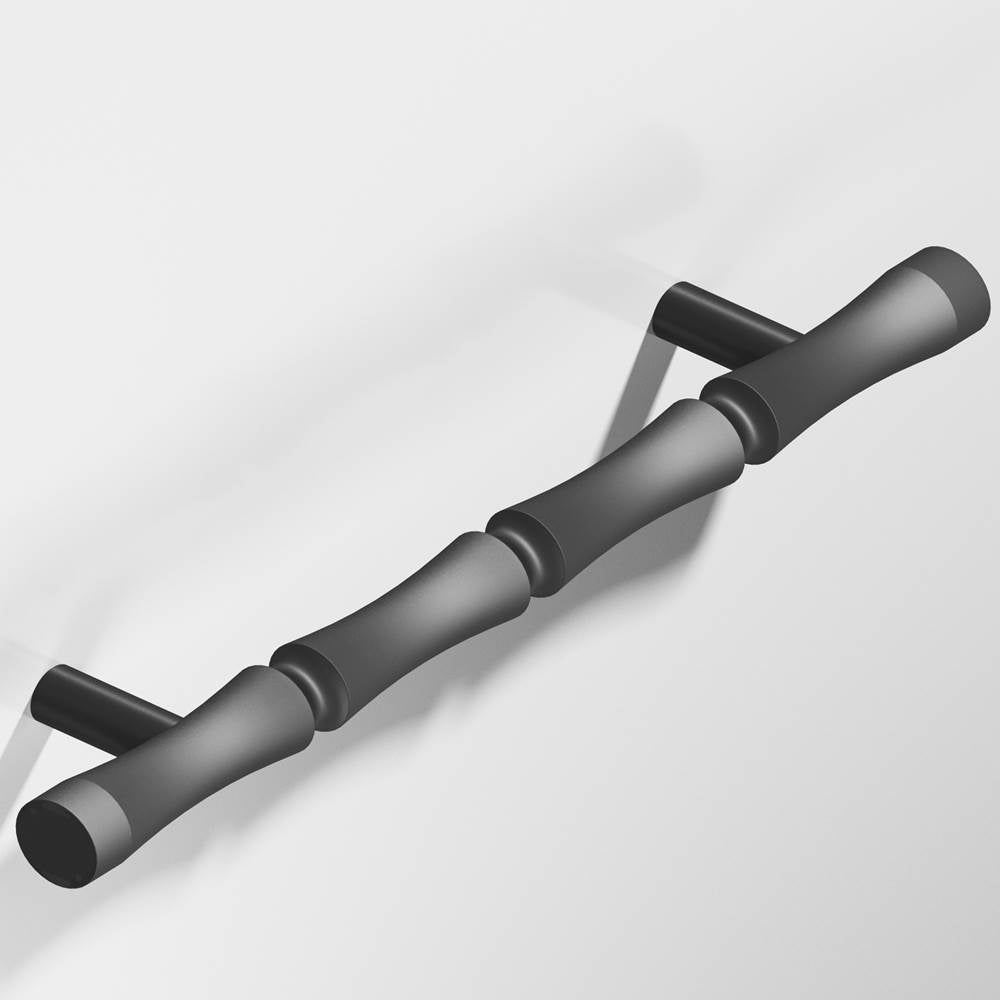 Colonial Bronze - 9.5'' center-to-center, 12.5'' overall, 1'' diameter Bamboo Appliance Pull, Door Pull, Shower Door Pull with straight posts hand finished in Matte Graphite - Matte Graphite