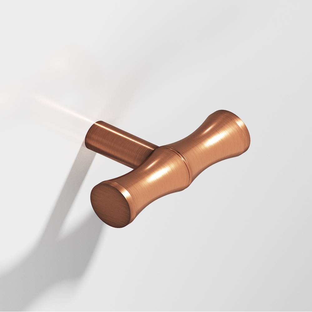 Colonial Bronze - 1.75'' overall, 0.5'' diameter Bamboo, T Cabinet Knob with straight post hand finished in Antique Copper - Antique Copper