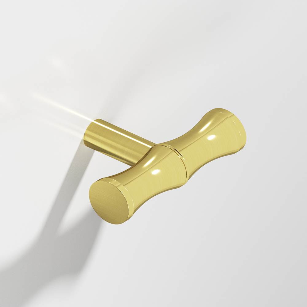 Colonial Bronze - 1.75'' overall, 0.5'' diameter Bamboo, T Cabinet Knob with straight post hand finished in Unlacquered Polished Brass - Unlacquered Polished Brass