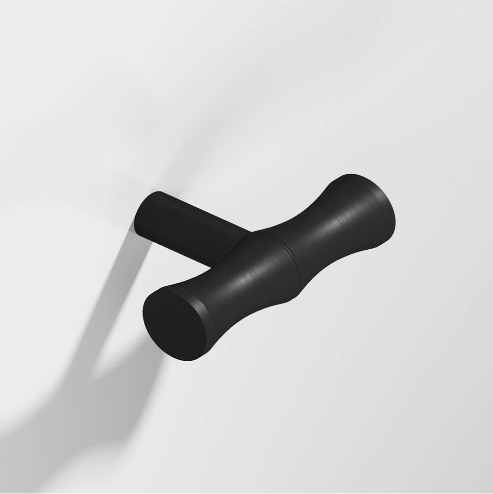 Colonial Bronze - 1.75'' overall, 0.5'' diameter Bamboo, T Cabinet Knob with straight post hand finished in Matte Satin Black - Matte Satin Black