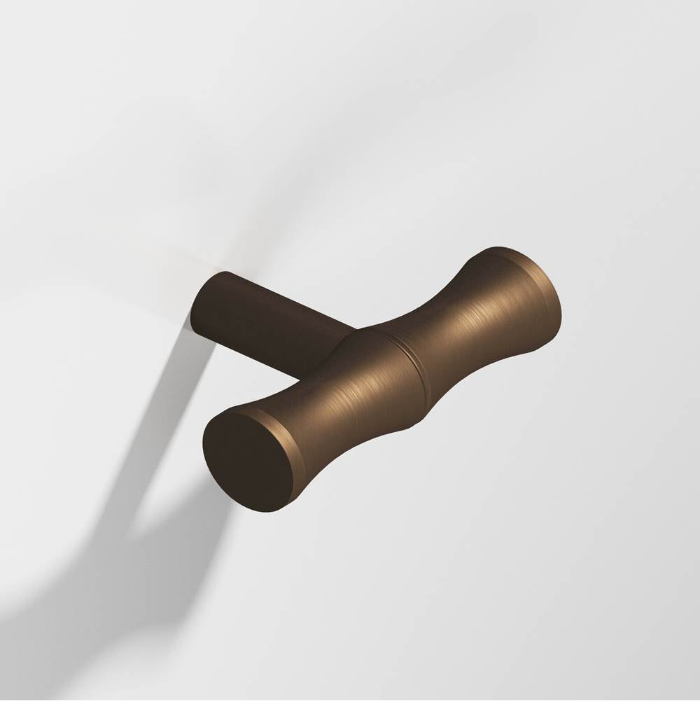 Colonial Bronze - 1.75'' overall, 0.5'' diameter Bamboo, T Cabinet Knob with straight post hand finished in Matte Oil Rubbed Bronze - Matte Oil Rubbed Bronze